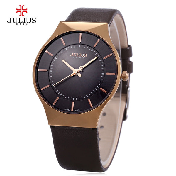 Top Luxury Brand JULIUS Men Watches Ultra Thin Full Genuine Leather Clock Waterproof Casual Sport Watch Men Quartz Watch Relogio