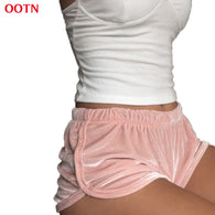 OOTN DK003 soft velvet high elastic shorts women fitness clothing blush pink flannel casual workout mini knickers clothing