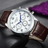 Casual Fashion Men Watches Luxury Brand High Quality FEDYLON Leather Strap Men Quartz Wristwatch Relogios Masculino Montre Homme