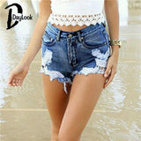 DayLook 2016 Summer Style Shorts Women Jeans Lace Floral Button Ripped Denim Shorts Mini Plus Size S-XXL Short Feminino