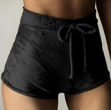 Aproms 2017 velvet Elastic shorts Women casual Midi waist autumn winter sexy elegant skinny shorts loungewear Nigh Club Wear
