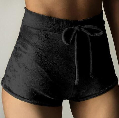 Aproms 2017 velvet Elastic shorts Women casual Midi waist autumn winter sexy elegant skinny shorts loungewear Nigh Club Wear