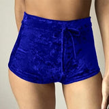 Aproms 2017 velvet Elastic shorts Women casual Midi waist autumn winter sexy elegant skinny shorts loungewear Nigh Club Wear
