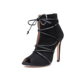 Rumbidzo 2018 Fashion Cross-tied Women Pumps Peep Toe Thin Heel High Heels Shoes Woman Gladiator Party Shoes Sapatos